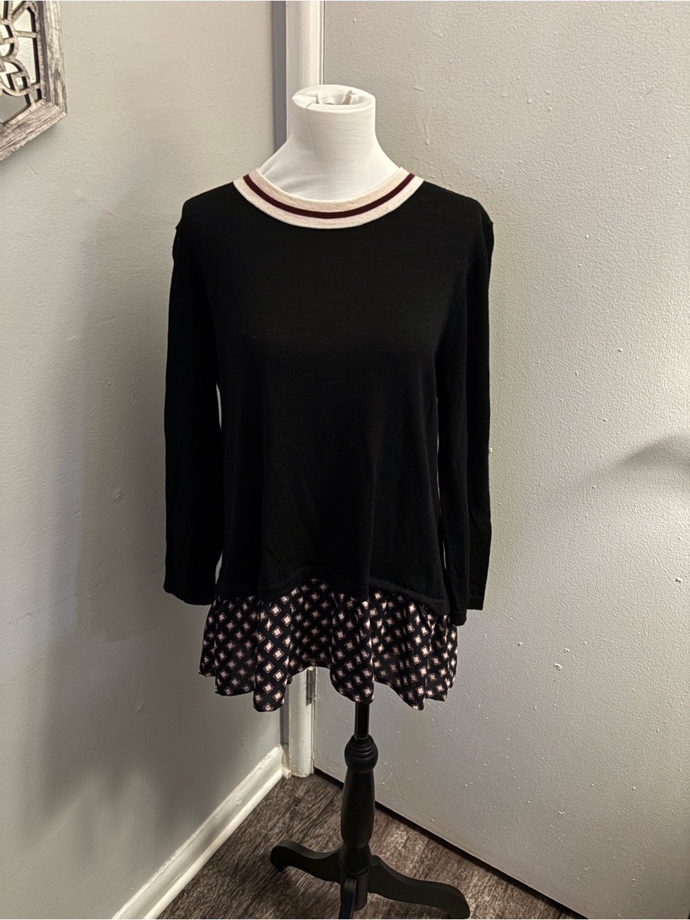 Kate Spade New York "Live Colorfully" Ruffle Twofer Sweater - Size Large - Picture 4 of 8